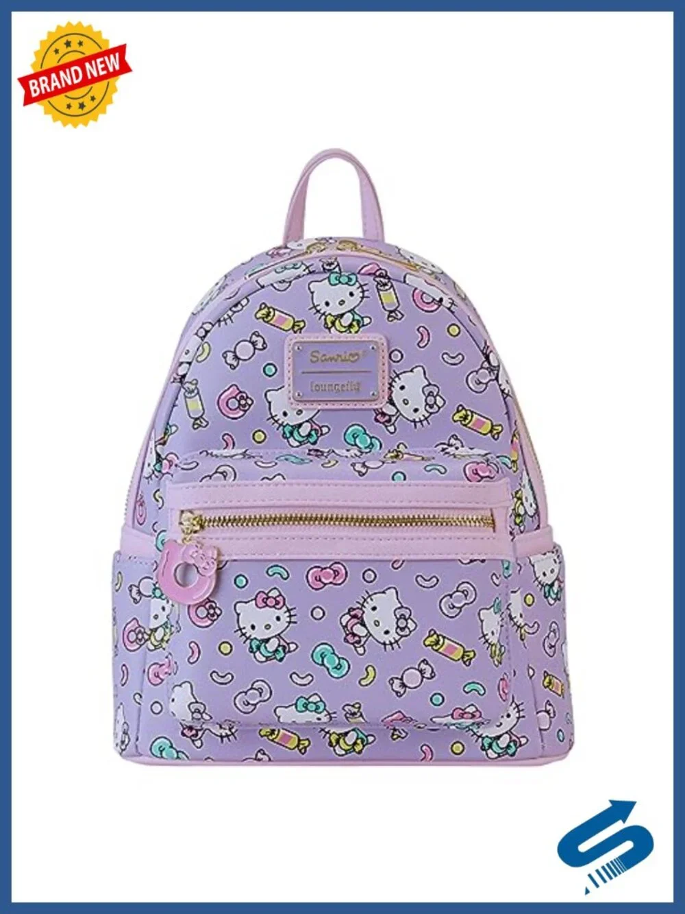Faux Leather Hello Kitty Sweets Print Double Strap Shoulder Bag